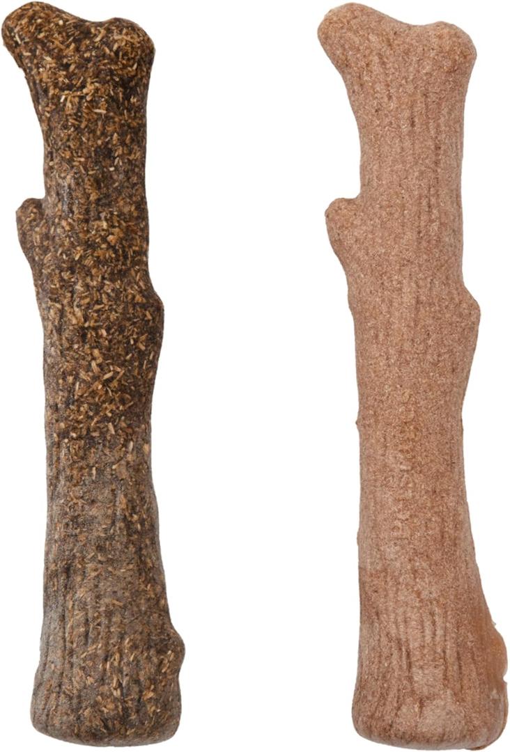 Outward Hound Dogwood Wood Durable Dog Chew Toys, Real Wood & Calming Hemp, 2-Pack, Medium (Medium (Pack of 2), Dogwood & Calming (2-Pack))