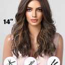 HAIRCUBE Long Dark Brown with Highlights Wigs for Women Synthetic Curly Wavy Hair Wig for Daily