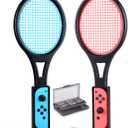 Tendak Tennis Racket for Nintendo Switch Joy-Con, Game Accessories for Mario Tennis Aces Game with 12 in 1 Game Card Case (2 Pack)