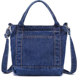 AOCINA Denim Purse Jean Tote Bag for Women Crossbody Shoulder Weekend Bags Denim Purses and Handbags for Women (Small, Celtic Dark Blue)