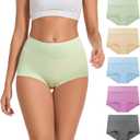 ALLBASE 5 Pack Womens Cotton High Waisted Full Coverage Underwear, Large