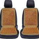 VaygWay Wood Beaded Comfort Seat Cushion Seat Cover  2 Pcs. Wooden Beaded Car Seat Cover  Natural Wood Double Strung Beads  Massage Comfort Cover Car Seat  Universal SUV Auto