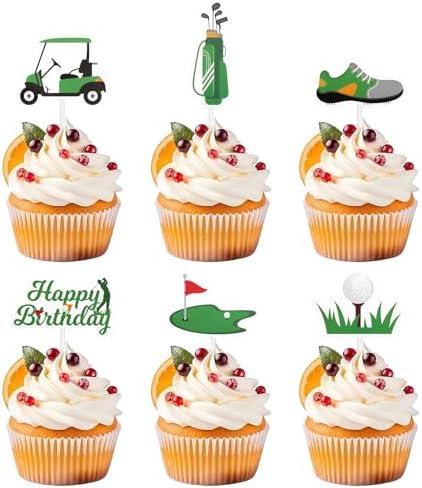 36pcs Golf Cupcake Toppers Kit, Trophy Golf Ball Shoes Carts Bag Lawn Cupcake Picks Golf Sports Themed Birthday Party Supplies Decorations Decor for Men Baby Shower Birthday Gatherings