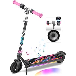 Gyroor H30 Max Electric Scooter for Kids, LED Dispaly, 150W Powerful Motor, Dual Brake System, Adjustable Height and Speed, Best Presents for Kids (H30Max-Pink)