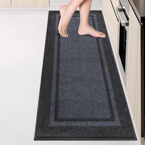 Kitchen Rugs 24" x 84", Non-Slip Runner Rugs, Bluish Grey & Charcoal