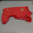 KYEESE Dog Pajamas, Soft Striped Pet Jumpsuit, Velvet Fleece Doggie Jammies, 4 Legs Dog Clothes, Stretchable Pajamas Cozy Outfit, Comfortable Onesie Sleepwear for Small Dogs,Red Striped, (Large (15-25lbs)