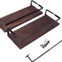 2 Pcs Floating Shelf Bathroom Floating Shelves Wall Mounted Storage Rack Simple Style Floating Storage Shelves for Bedroom Living Room Bathroom Kitchen (Dark Brown)