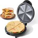 UVFAST Electric Quesadilla Maker Taco Tuesday, 9.5'' Quesadilla Press Non-Stick, Easy-Slice 6-Wedge Tortilla Cooker, Grilled Cheese Corn Flour Tortilla Snacks, Black