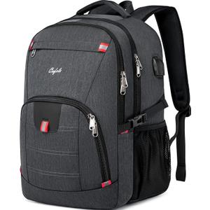 CAFELE Backpack,Waterproof Large 17in Laptop Backpack for Trip School Work Bookbag Computer Rucksack with USB Charging Port,Water Resistant Sturdy Backpack for Men Women,Grey (17.3 Inch)