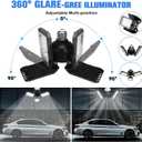 Aoretic LED Garage Lights 1 Pack -80W, 8000LM 6500K Led Shop Light with 3 Deformable Panels, Basement Barn Light Garages Ceiling Lights, E26/E27 for Garage, Warehouse, Shop, Basement