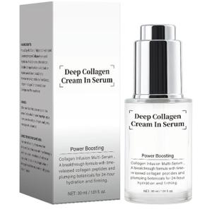 Deep Collagen Cream in Serum, Anti-Aging Facial Serum, Hydrates and Moisturizes, Reduces Dryness and Fine Lines, Lifts and Firms Skin, Improves Skin Elasticity, Korean Skincare, 1.01 fl.oz
