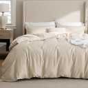 Bedsure Cooling Duvet Cover King Size - Moisture Wicking and Silky Eucalyptus Lyocell Cotton Hybrid Comforter Cover Set for Hot Sleeper - Buttery Soft and Breathable, GentleSoft, Beige Bedding Set (King (104" x 90"))