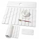 3 PCS Large Stone Dish Drying Mat for Kitchen Counter, Quick Dry Stone Dishes Mats, Sink Faucet Mat, Marble Water Absorbing Diatomaceous Earth Drying Pad for Countertop Tableware, Bottles