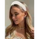 3 x YISSION 1PC White Pearl Headband for Women Non Slip Jeweled Head Band Sparkly Beaded Hairband Fashion Padded Headbands for Women Wedding Bridal Headband Hair Accessories for Women Girls