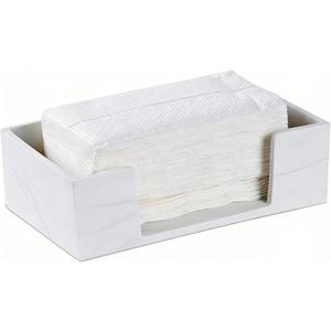 Marble White Napkin Holder for Bathroom, Countertop Paper Towel Dispenser for Kitchen, 10"L x 6"W for Multifold, C Fold, Trifold, Z Fold - Disposable Hand Towel Organizer, Guest Towels Holder