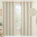 LAMIT Natural Linen Curtains 78 inches Long for Living Room, Grommet Thick Linen Textured Light Filtering Drapes Privacy Thick Window Treatments for Bedroom/Farmhouse, Set of 2 Panels, 52 x 78 Inch