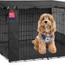 HiCaptain Breathable Dog Crate Cover 36 Inch, Durable Heavy Duty Kennel Cover, Dual Zippered Panels, Windproof, Waterproof UV-Resistant(Black)