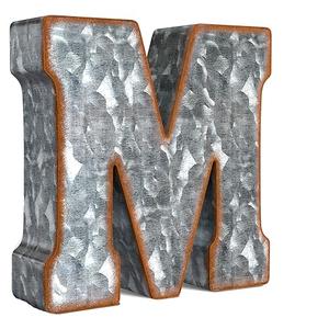CraftyCrocodile 7" Galvanized Metal Letters for Wall Decor - 3D Letter M for Hanging & Free Standing - Decorative Rustic Alphabet Letters for the Living Room, Bedroom, Kitchen