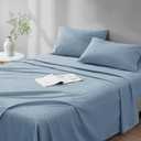 Comfort Spaces 100% Cotton Sheet Set Breathable, Lightweight, Soft with 12" Elastic Pocket Fits up to 14" Mattress, All Season Cozy Bedding, Matching Pillow Case, Twin XL Blue 3 Piece