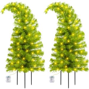 2 Pack 30in Whimsical Christmas Tree with LED Lights - Artificial Christmas Tree with Timer & 8 Lighting Modes for Indoor Home Living Room Office Decor, Xmas Holiday Decorations