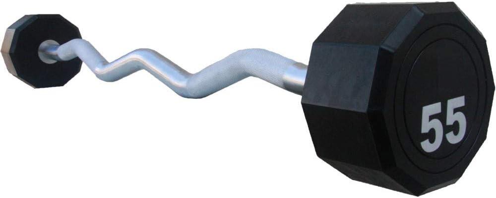 Fitness First 10-Sided Fixed Urethane Encased EZ Curl Barbell 25 lbs