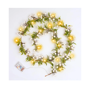 Breeze Touch Christmas Garland with Lights Battery Operated, 5.9ft 20 LED White Berry Lighted Garland, Christmas Decorations Prelit Garland Indoor Outdoor Fireplace Stairs Railing Mantle Decor