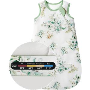 Baby Bamboo Sleep Sack, 70% Rayon Made from Bamboo 30% Cotton 1.0 TOG Infant Wearable Blanket Leaf Giraffe, L(12-18M)