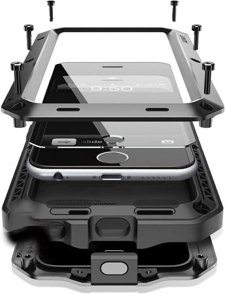 Marrkey for iPhone 16 Pro Max Metal Case 6.9",Heavy Duty Shockproof Aluminum Alloy Tough Armour Military Phone Case,360 Full Body Protective Cover with Silicone Built-in Screen Protector - Black