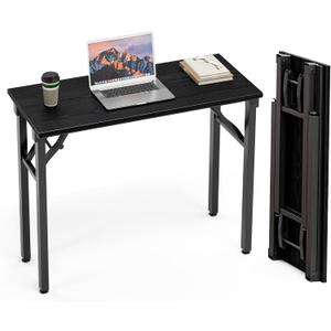 TEMI Small Computer Desk Folding Table - 35.8" Foldable Office Desk, No Assembly, Perfect for Small Spaces in Bedroom, or Apartment, Portable Mini Desk or Study Table Compact Design, Dark Oak