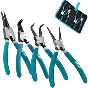 LIBRATON Snap Ring Pliers Set, 7-Inch Heavy Duty Internal/External Circlip Pliers Kit with Straight & Bent Jaw Tips, Spring-Loaded for Retaining Rings, Hoses, Gaskets, with Storage Case
