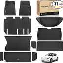 YHTAUTO Floor Mats & Cargo Liners for Tesla Model X 2022-2025 (5-Seat)
TPE All Weather Car Mats, Anti-Slip & Custom Fit Floor Liners| 1st & 2nd & 3rd Row & Front Trunk Mat, Black, Set of 11