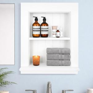 Royxen Recessed Medicine Cabinet 13.8 x 17.8 Inch, Medicine Cabinets, Large Medicine Cabinet, 2-Tier Bathroom Cabinets Wall Mount for Home Storage, White