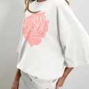 Tankaneo Womens Oversized Half Sleeve T-Shirts Summer Casual Crew Neck Tunic Tops Loose Fit Boxy Basic Tees (White) M