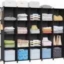 HOMIDEC 20-Cube Black Storage Organizer, Modular Shelf With Hammer, Storage Bin Cabinet Closet Bookshelf for Living Room, Bedroom, Office, Each Cube Size 11.8 x 11.8 Inch