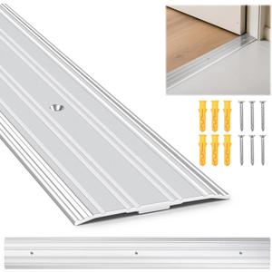 Aluminum Door Threshold - 36" L x 3" W 2PCS Exterior Floor Transition Strip with Pre Drilled Holes and Expansion Screws, Non-slip Fluted Saddle Threshold Flat Profile Threshold, Prevent Dust & Airflow