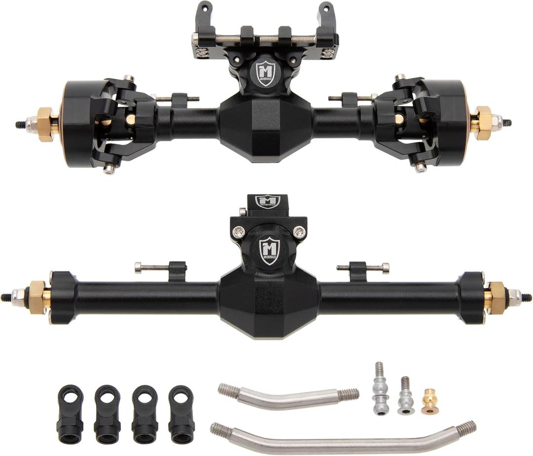 MEUS RACING SCX24 Axles Isokinetic 3-Section CVD 52 Max. Steering Angle +5mm Widened SCX24 Upgrades for Axial SCX24 Deadbolt C10 JLU Gladiator Bronco 1/24 RC Crawler (Front and Rear- Black)