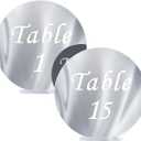 Acrylic Wedding Table Numbers 1-15 with Stands,6 Inch Round silver table numbers Signs, Perfect for Wedding, Reception, Centerpiece Decoration, Event, Party (White)