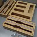 9 In 1 Storage Bag Organizer And Plastic Wrap Dispenser With Cutter, Bamboo Foil and Plastic Wrap Organizer