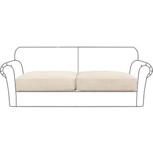 Flamingo P Stretch Seat Couch Cushion Cover Sofa Furniture Protector for Sofa Seat Slipcover Sofa Cover Flexibility with Elastic Bottom2 Seat Cushion Cover (XL), Biscotti Beige