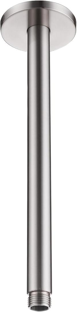 12 Inch Ceiling Mounted Shower Arm with Large Flange, Brushed Nickel, Made of 304 Stainless Steel, Straight Shower Pipe for Morden Bathroom