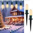 C9 LED Christmas Pathway Lights, 38 Feet Outdoor String Lights with 25 LED Bulbs and Marker Stakes, Waterproof Connectable Christmas Walkway Markers Light for Outside Driveway Yard Garden Patio Lawn