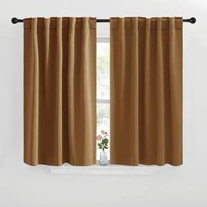 NICETOWN Blackout Curtain Panels for Living Room - (Gold Brown Color) 42x36 inch, 2 Panels Set, Room Darkening Blackout Drapes for Window