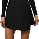 Floerns Women's Houndstooth Print Tie Front Skorts Asymmetrical Hem High Waist Skirt Shorts (Medium, Black)