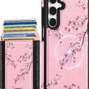 Shorogyt for Galaxy A15 5G Cute Kawaii Leather Phone Case - Compatible with Magsafe Wallet Magnetic Credit Card Holder Peach Blossom Design Phone Cover for Women Girls, Fits 7 Cards