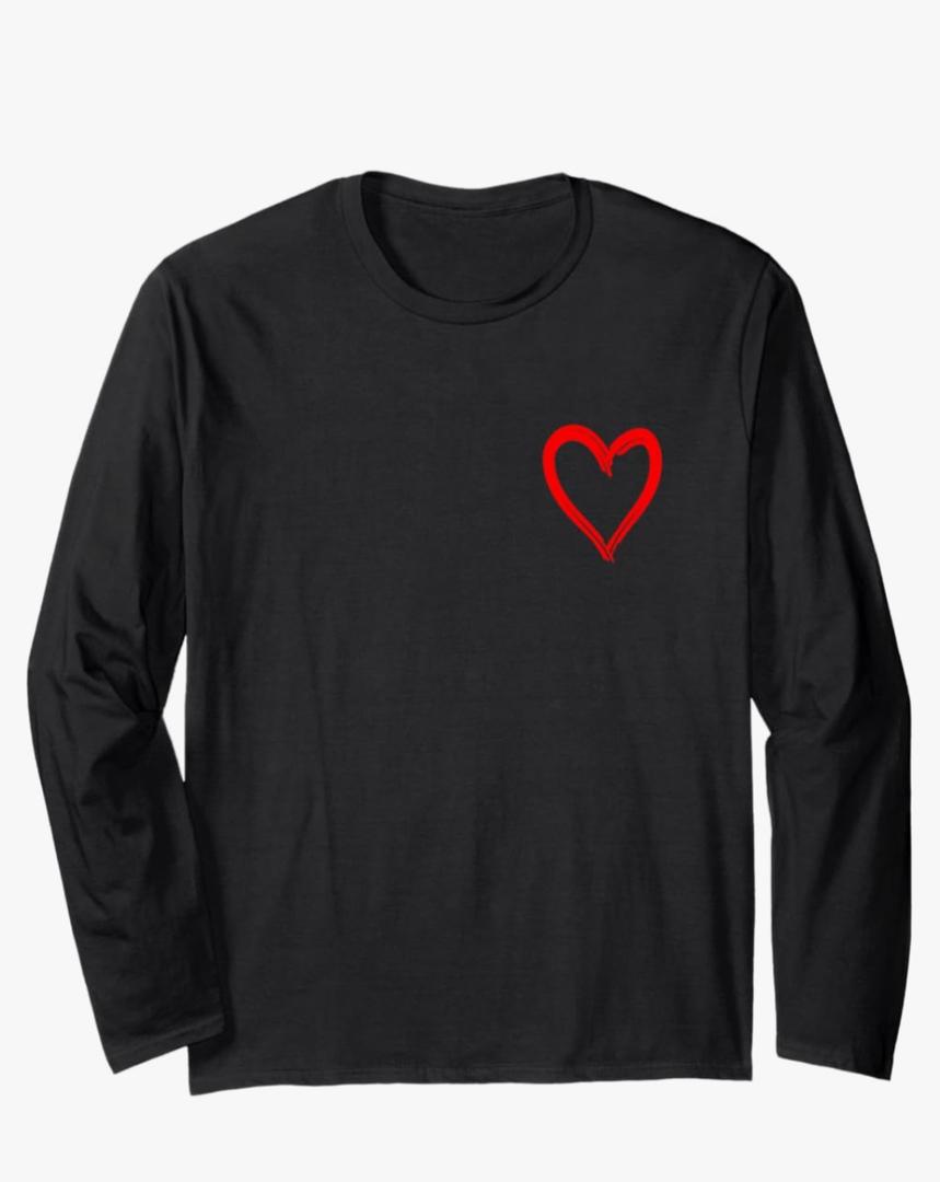Red Heart Funny Cute Design for Men and Women Long Sleeve T-Shirt size XL