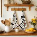 Boho Floral Kitchen Towels Decorative Set of 4, Black Geometric Dish Towel, Beige Decor Hand & Tea Towels for Kitchen Drying, Housewarming Gifts for Women
