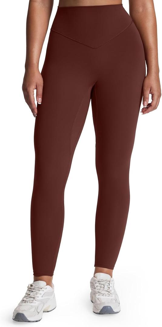 Aoxjox High Waisted Workout Breeze Leggings for Women Tummy Control Buttery Soft Yoga Pants 24"/26"/28" (Small, Rum Raisin)