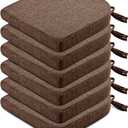 Wellsin Chair Cushions for Dining Chairs 6 Pack - Kitchen Chair Cushions with Ties and Non-Slip Backing - Dining Chair Pads 16"X16"X2", Brown