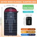 0 Degree Sleeping Bag 100% Cotton Flannel XXL Cold Weather Winter Oversized Sleeping Bag for Adults Camping Zero Degree Big and Tall with Compression Sack, 90" x 39" 20F