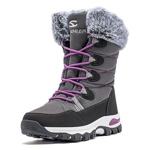 HOBIBEAR Women's Waterproof Winter Snow Boots Lightweight Warm Faux Fur Lined Mid-Calf Booties（Grey/New,9